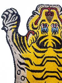 Handwoven Tiger Design Rug From Nepal, Small Size