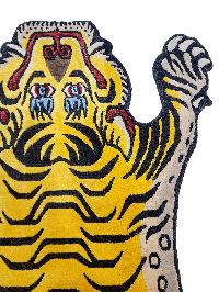 Handwoven Tiger Design Rug From Nepal, Small Size