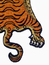 Handwoven Tiger Design Rug From Nepal, Orange Color, Small Size