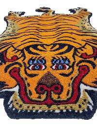 Handwoven Tiger Design Rug From Nepal, Orange Color, Small Size
