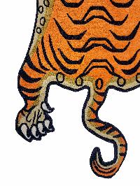 Handwoven Tiger Design Rug From Nepal, Orange Color, Medium Size