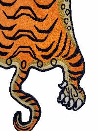 Handwoven Tiger Design Rug From Nepal, Orange Color, Medium Size