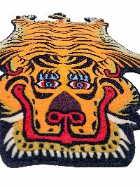 Handwoven Tiger Design Rug From Nepal, Orange Color, Medium Size