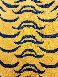 Handwoven Tiger Design Rug From Nepal, Golden Yellow Color, Medium Size