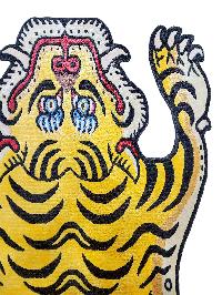 Handwoven Tiger Design Rug From Nepal, Medium Size
