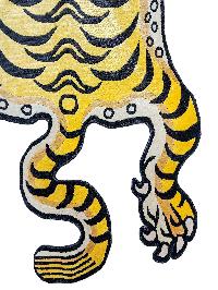 Handwoven Tiger Design Rug From Nepal, Medium Size