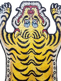 Handwoven Tiger Design Rug From Nepal, Medium Size