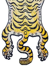 Handwoven Tiger Design Rug From Nepal, Medium Size