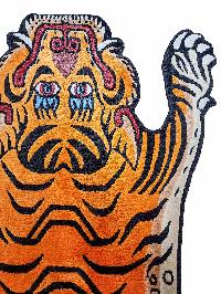 Handwoven Tiger Design Rug From Nepal, Orange Color, Medium Size