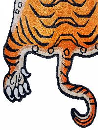 Handwoven Tiger Design Rug From Nepal, Orange Color, Medium Size