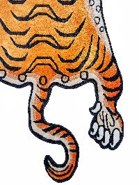 Handwoven Tiger Design Rug From Nepal, Orange Color, Medium Size