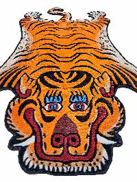 Handwoven Tiger Design Rug From Nepal, Orange Color, Medium Size