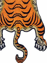 Handwoven Tiger Design Rug From Nepal, Orange Color, Large Size
