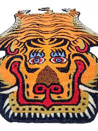 Handwoven Tiger Design Rug From Nepal, Orange Color, Large Size