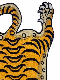 Handwoven Tiger Design Rug From Nepal, Orange-yellow Color, Large Size