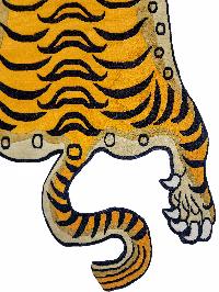 Handwoven Tiger Design Rug From Nepal, Orange-yellow Color, Large Size