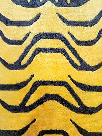 Handwoven Tiger Design Rug From Nepal, Yellow Color, Large Size
