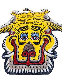 Handwoven Tiger Design Rug From Nepal, Yellow Color, Large Size
