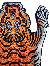 Handwoven Tiger Design Rug From Nepal, Orange Color, Large Size