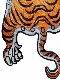 Handwoven Tiger Design Rug From Nepal, Orange Color, Large Size