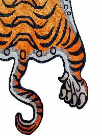 Handwoven Tiger Design Rug From Nepal, Orange Color, Large Size