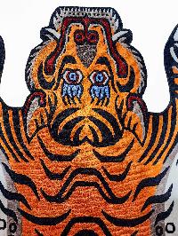 Handwoven Tiger Design Rug From Nepal, Orange Color, Large Size
