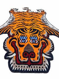 Handwoven Tiger Design Rug From Nepal, Orange Color, Large Size