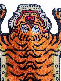Handwoven Tiger Design Rug From Nepal, Orange Color, Baby Size