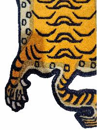 Handwoven Tiger Design Rug From Nepal, Orange Color, Baby Size