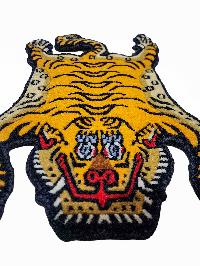 Handwoven Tiger Design Rug From Nepal, Orange Color, Baby Size