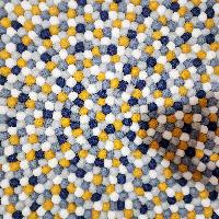 [felt Beads Matt], Handwoven In Nepal, Blue, Yellow And White Color, Large Size, Felt Carpet