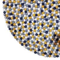 [felt Beads Matt], Handwoven In Nepal, Blue, Yellow And White Color, Large Size, Felt Carpet