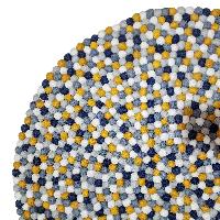[felt Beads Matt], Handwoven In Nepal, Blue, Yellow And White Color, Large Size, Felt Carpet