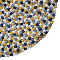 [felt Beads Matt], Handwoven In Nepal, Blue, Yellow And White Color, Large Size, Felt Carpet
