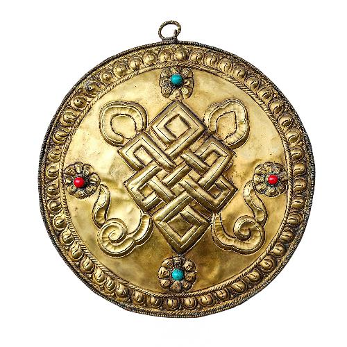 Buddhist Metal Wall Hanging, Tibetan Calendar With [endless Knot]