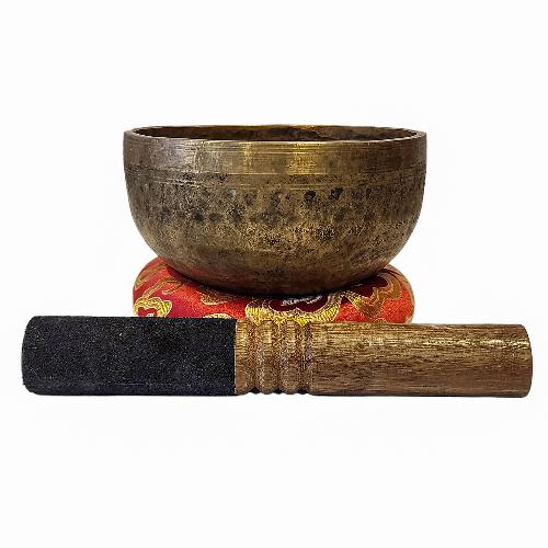 Kopre Singing Bowl, Buddhist Hand Beaten, Antique Finishing, Note J 390 Hz, [select Accessories]