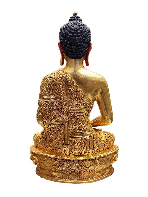 [amitabha Buddha], Buddhist Handmade Statue, [face Painted] And [gold Plated]