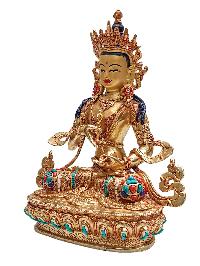 [vajrasattva], Buddhist Handmade Statue, [face Painted], [stone Setting] And [gold Plated]