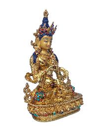 [vajrasattva], Buddhist Handmade Statue, [face Painted], [stone Setting] And [gold Plated]