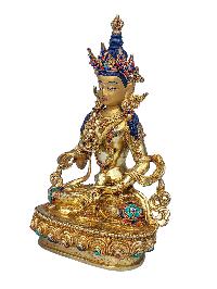 [vajrasattva], Buddhist Handmade Statue, [face Painted], [stone Setting] And [gold Plated]