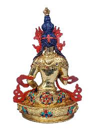 [vajrasattva], Buddhist Handmade Statue, [face Painted], [stone Setting] And [gold Plated]