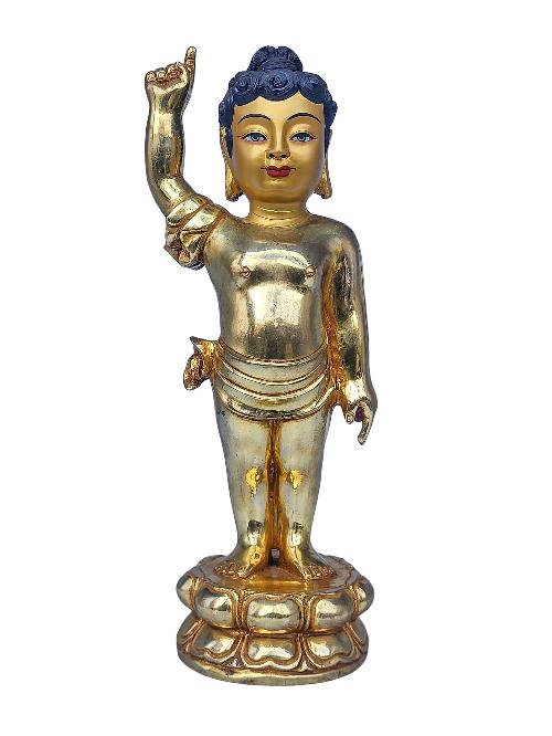 [siddhartha Buddha], Buddhist Handmade Statue, [face Painted] And [gold Plated], First Stage Of Buddha Life Story, Baby Buddha