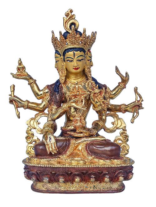 [namgyalma], Buddhist Handmade Statue, [face Painted] And [partly Gold Plated]