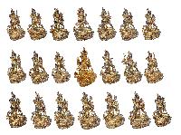 [21 Tara Set], Buddhist Handmade Statue, [face Painted], [stone Setting] And [gold Plated]
