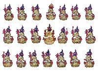 [21 Tara Set], Buddhist Handmade Statue, [face Painted], [stone Setting] And [gold Plated]