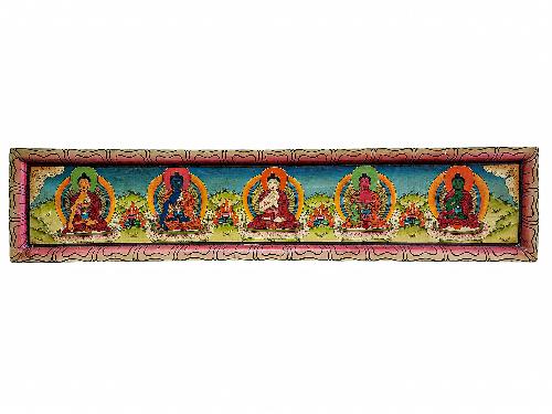 [pancha Buddha], Wall Hanging, Hand Painted