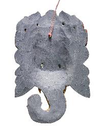 [ganesh Mask], Handmade Wooden Mask, Wall Hanging, [painted White], Poplar Wood