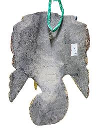 [ganesh Mask], Handmade Wooden Mask, Wall Hanging, [painted White], Poplar Wood
