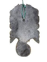 [ganesh Mask], Handmade Wooden Mask, Wall Hanging, [painted Yellow], Poplar Wood