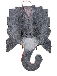 [ganesh Mask], Handmade Wooden Mask, Wall Hanging, [painted Red], Poplar Wood